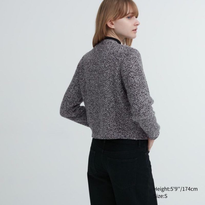 Women Uniqlo Knitted Short Cardigan Grey | 3142983