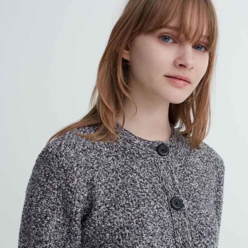 Women Uniqlo Knitted Short Cardigan Grey | 3142983