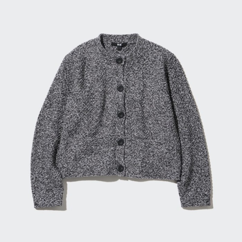 Women Uniqlo Knitted Short Cardigan Grey | 3142983