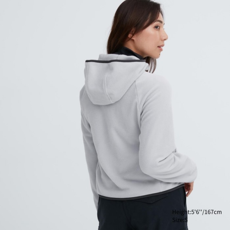 Women Uniqlo Light Fleece Full-Zip Hoodie Grey | 4386975