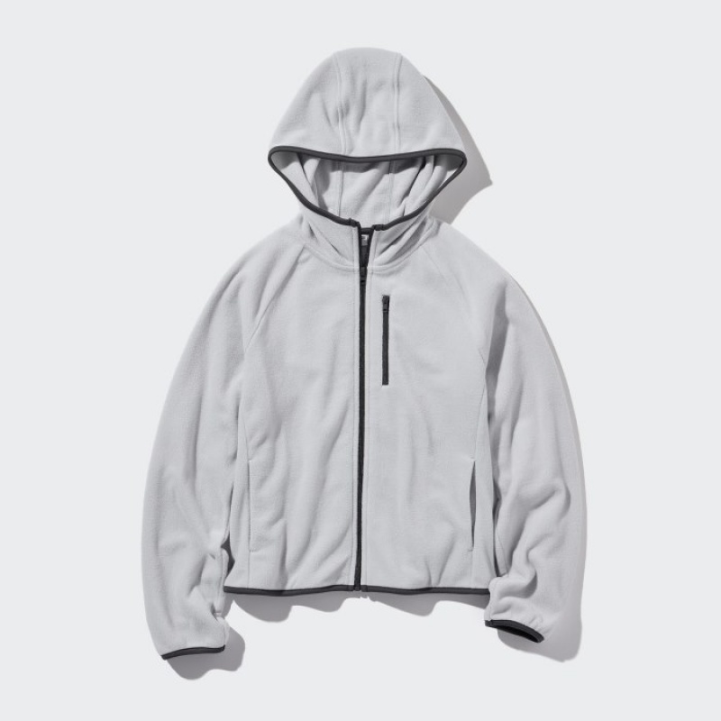 Women Uniqlo Light Fleece Full-Zip Hoodie Grey | 4386975