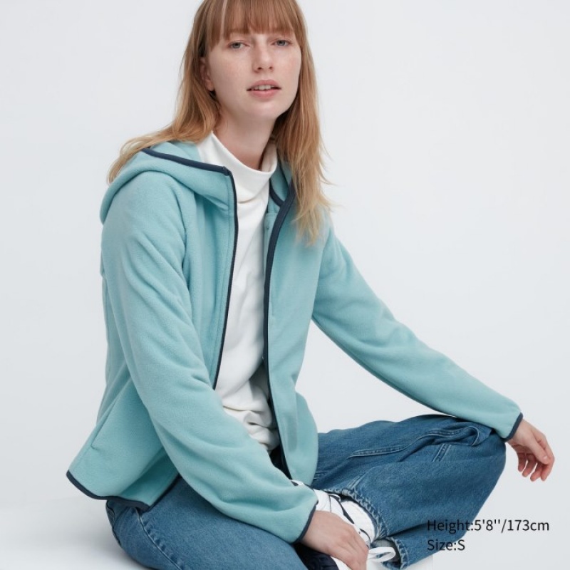 Women Uniqlo Light Fleece Full-Zip Hoodie Blue | 2067166