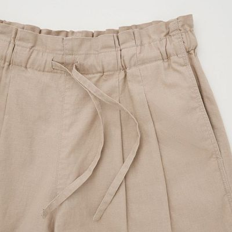 Women Uniqlo Linen-Cotton Shorts Beige | 2978725