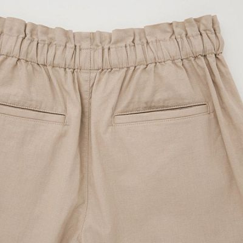 Women Uniqlo Linen-Cotton Shorts Beige | 2978725