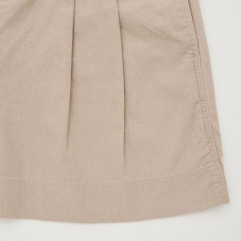 Women Uniqlo Linen-Cotton Shorts Beige | 2978725