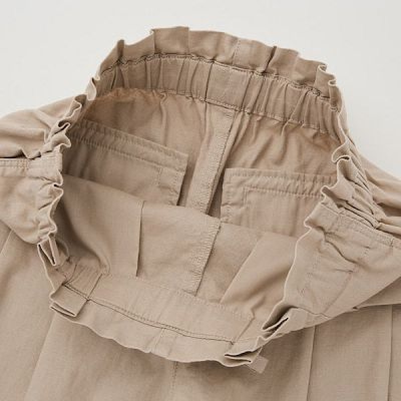 Women Uniqlo Linen-Cotton Shorts Beige | 2978725
