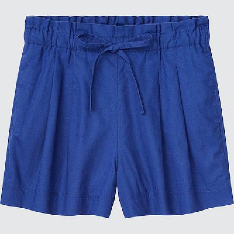 Women Uniqlo Linen-Cotton Shorts Blue | 1960561