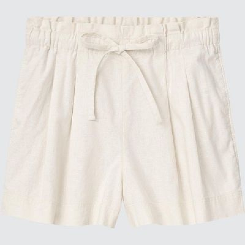 Women Uniqlo Linen-Cotton Shorts White | 1984745