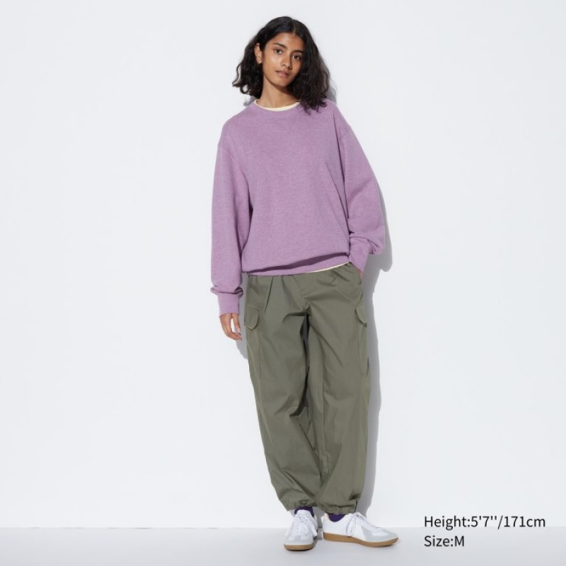 Women Uniqlo Long Sweatshirts Purple | 7859115