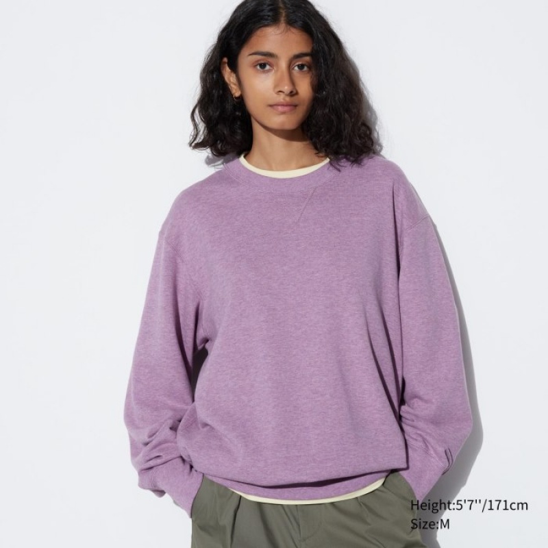 Women Uniqlo Long Sweatshirts Purple | 7859115
