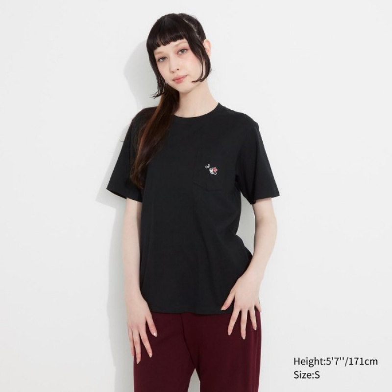 Women Uniqlo MAGIC FOR ALL FOREVER UT Short-Sleeve T Shirts Black | 3554562