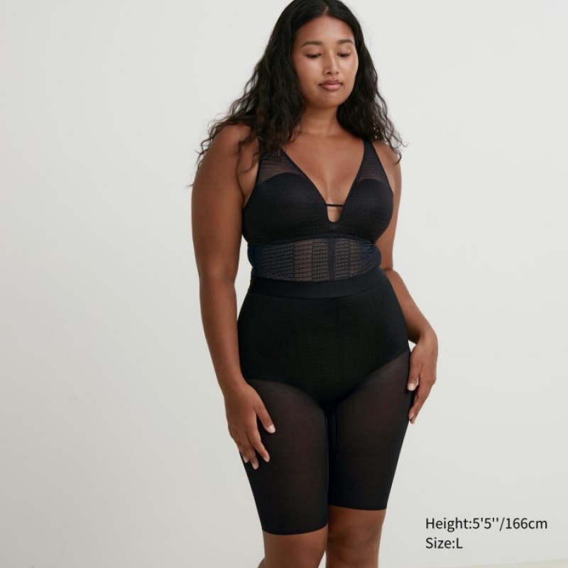 Women Uniqlo Mesh Bodysuit Black | 2639282