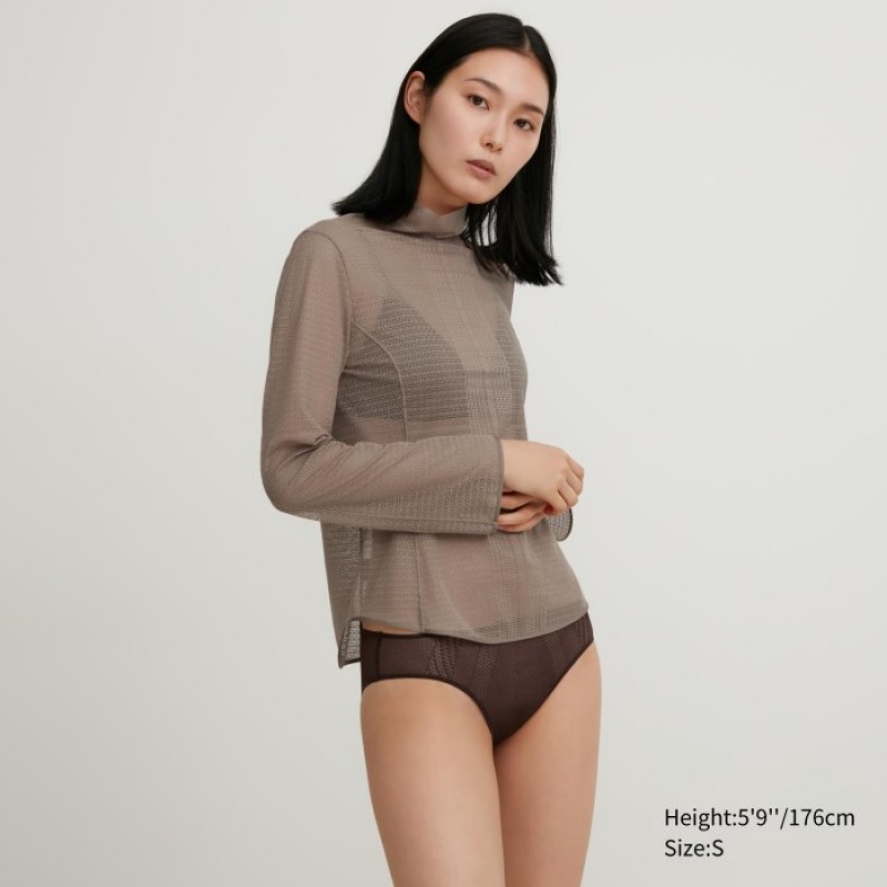 Women Uniqlo Mesh Regular Shorts Brown | 9526508