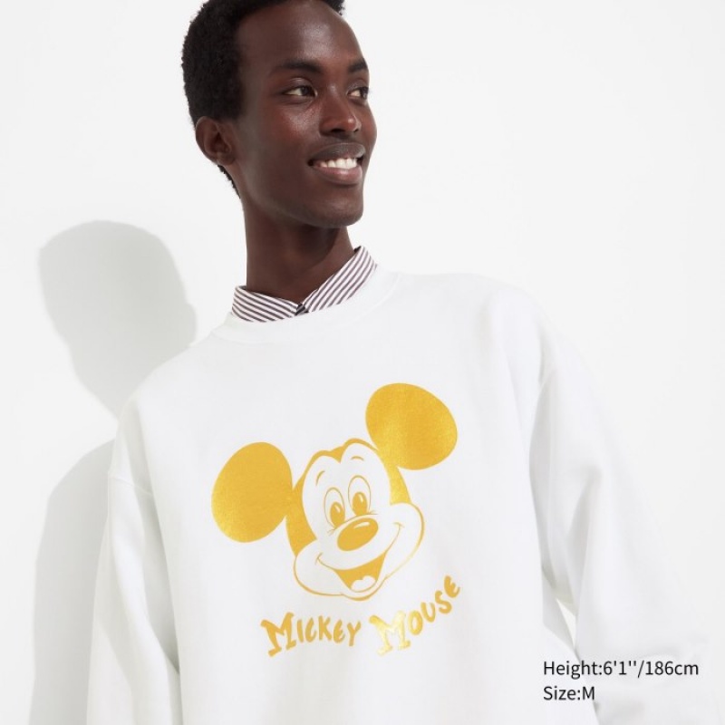Women Uniqlo Mickey Shines Long-Sleeve Sweatshirts White | 4330802