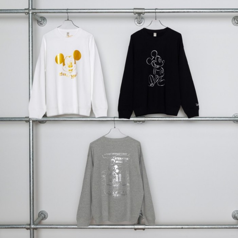 Women Uniqlo Mickey Shines Long-Sleeve Sweatshirts Black | 2027622