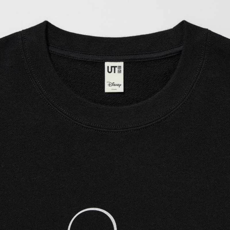 Women Uniqlo Mickey Shines Long-Sleeve Sweatshirts Black | 2027622