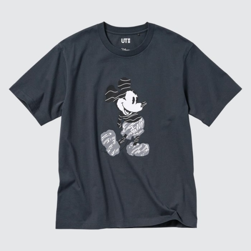 Women Uniqlo Mickey Stands UT Short-Sleeve T Shirts Grey | 9584498