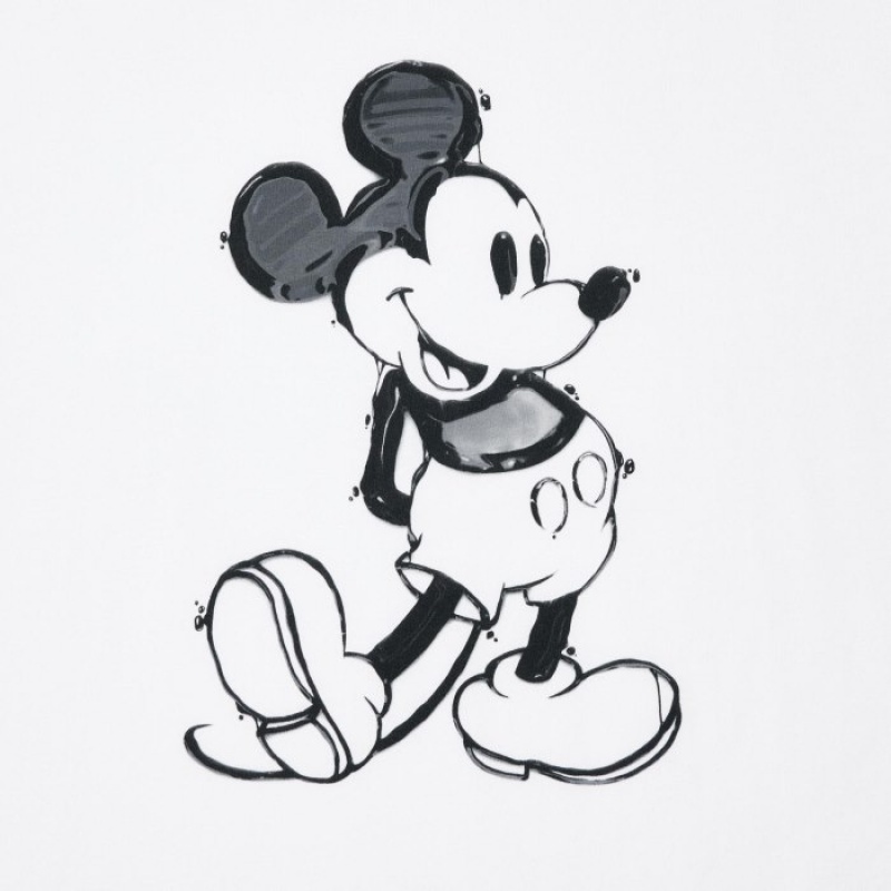 Women Uniqlo Mickey Stands UT Short Sleeve T Shirts White | 5589249