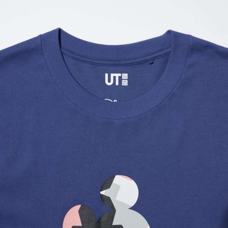 Women Uniqlo Mickey Stands UT Short Sleeve T Shirts Blue | 9054032