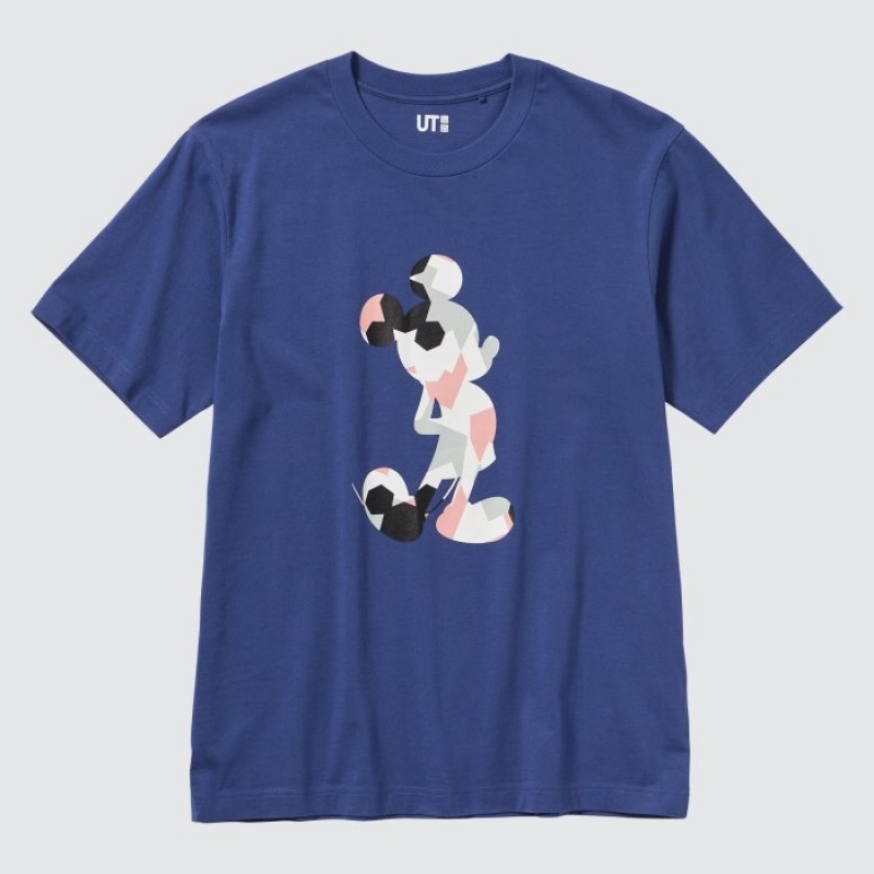 Women Uniqlo Mickey Stands UT Short Sleeve T Shirts Blue | 9054032