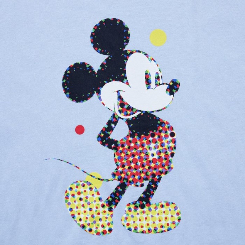 Women Uniqlo Mickey Stands UT Short Sleeve T Shirts Blue | 7155360