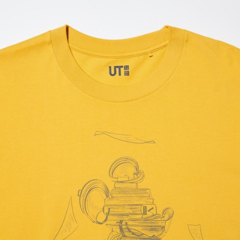 Women Uniqlo Mickey Stands UT Short Sleeve T Shirts Yellow | 3537496