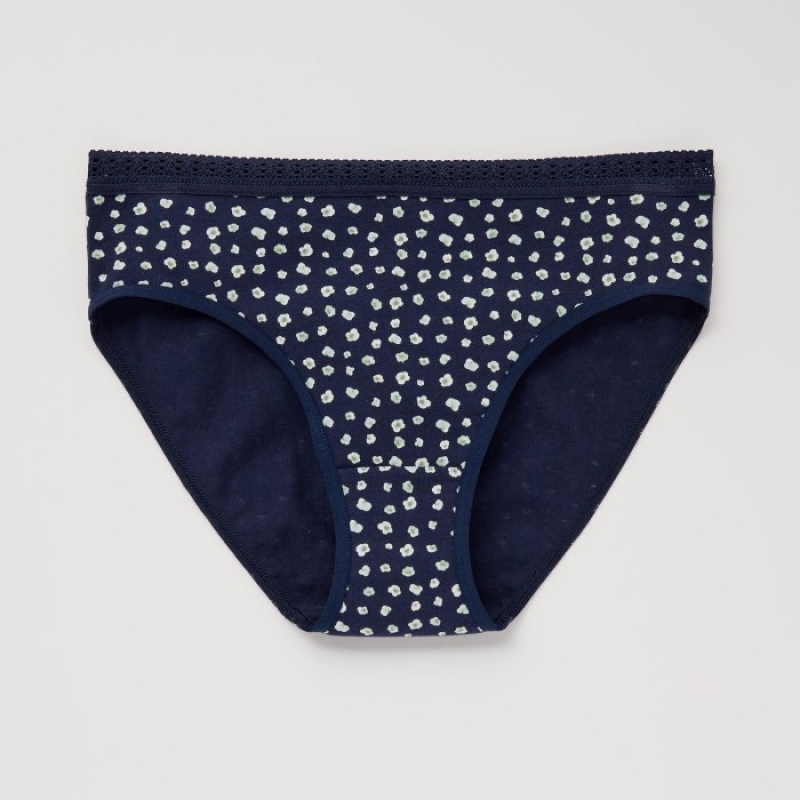 Women Uniqlo Mid-Rise Briefs Navy | 1970155