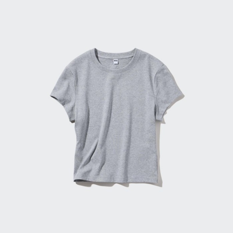Women Uniqlo Mini Short Sleeve T Shirts Pink | 5251099