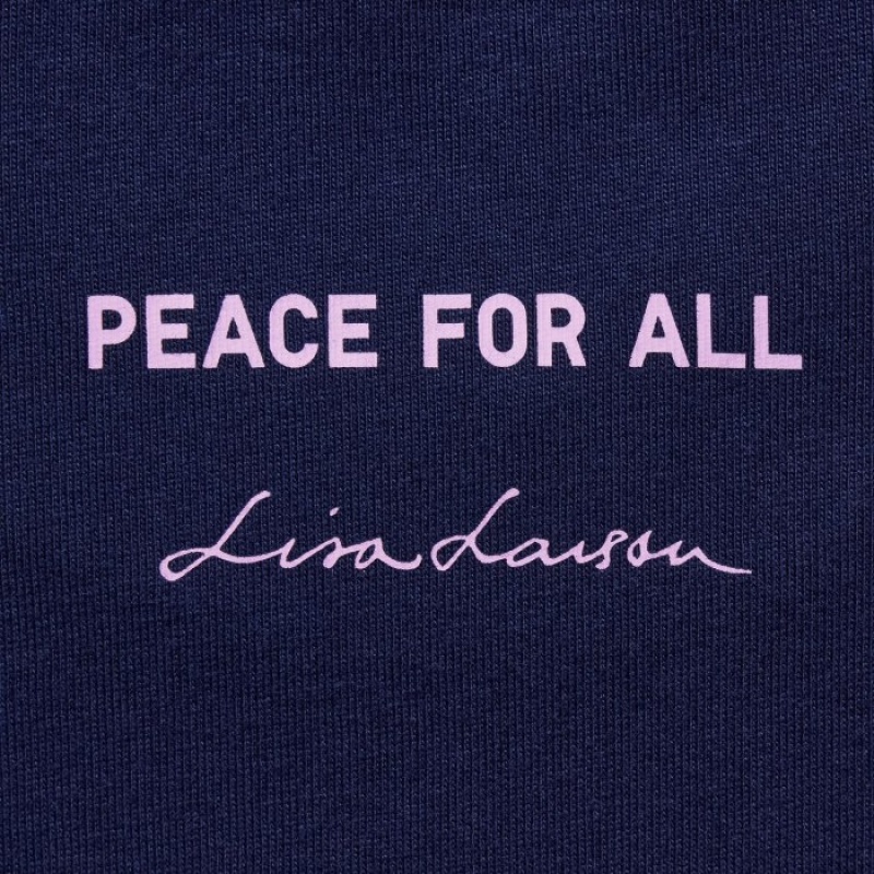 Women Uniqlo PEACE FOR ALL Lisa Larson Short-Sleeve T Shirts Navy | 7249181
