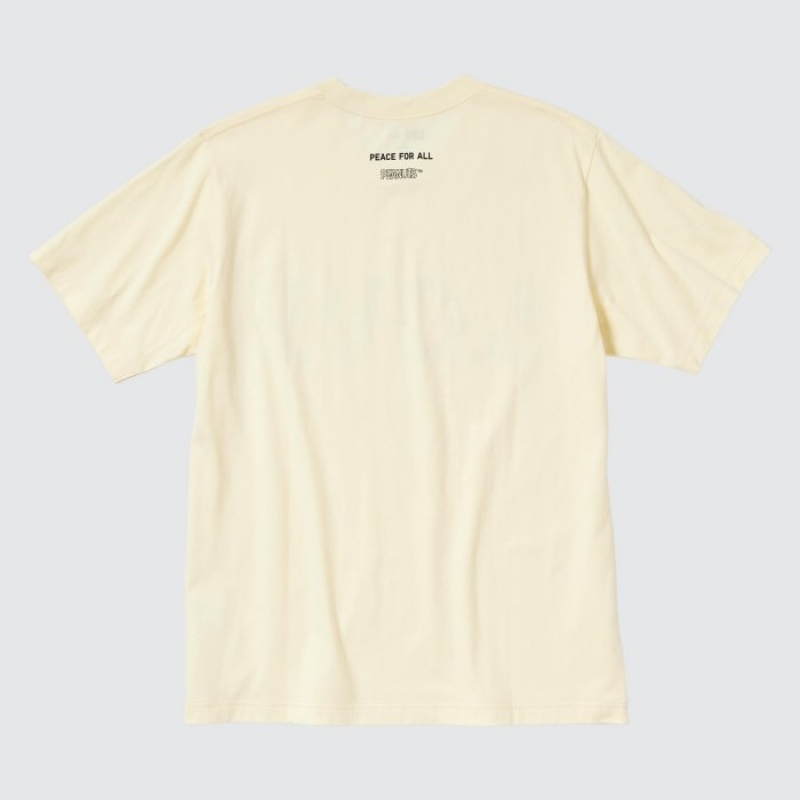 Women Uniqlo PEACE FOR ALL Short-Sleeve Graphic Peanuts T Shirts Yellow | 4645361