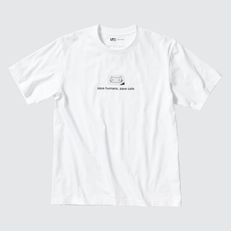 Women Uniqlo PEACE FOR ALL Short-Sleeve Graphic Haruki Murakami T Shirts White | 5072269