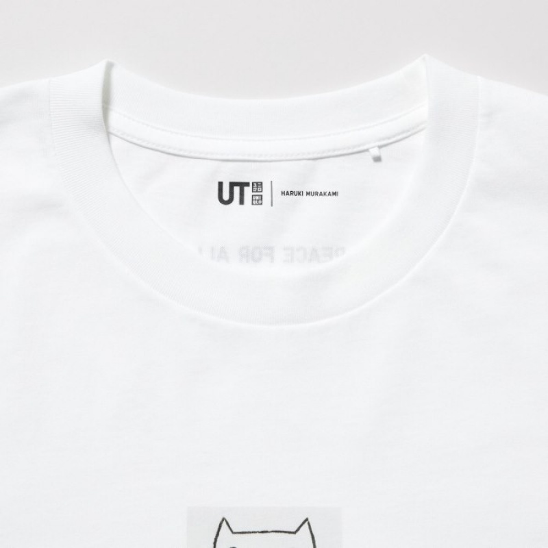 Women Uniqlo PEACE FOR ALL Short-Sleeve Graphic Haruki Murakami T Shirts White | 5072269