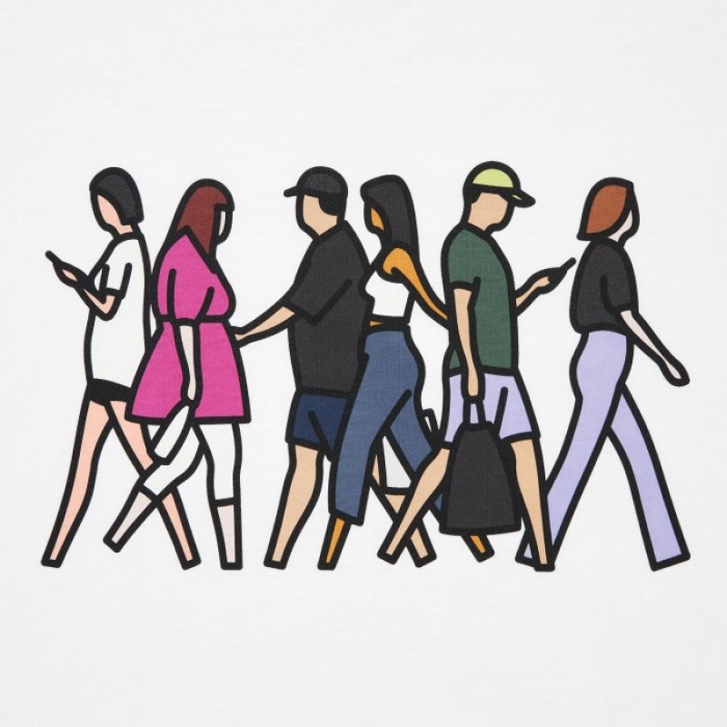 Women Uniqlo PEACE FOR ALL Short-Sleeve Graphic Julian Opie T Shirts White | 1214819