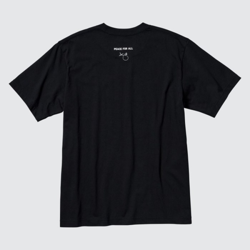 Women Uniqlo PEACE FOR ALL Short-Sleeve Graphic Adam Scott T Shirts Black | 8092705