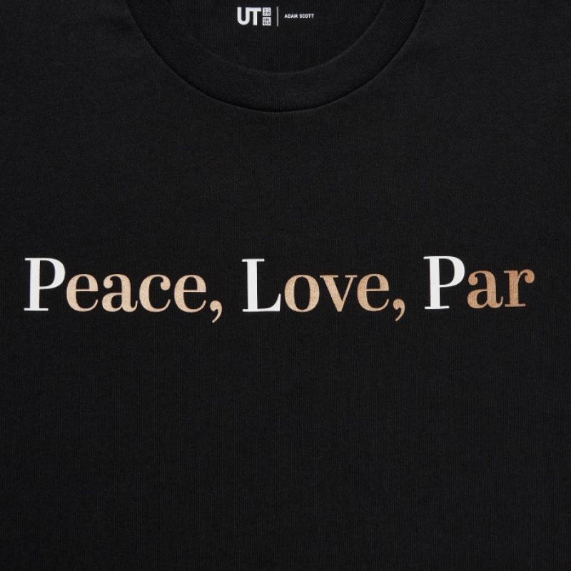Women Uniqlo PEACE FOR ALL Short-Sleeve Graphic Adam Scott T Shirts Black | 8092705