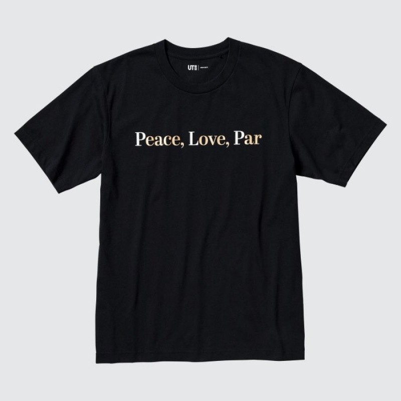 Women Uniqlo PEACE FOR ALL Short-Sleeve Graphic Adam Scott T Shirts Black | 8092705