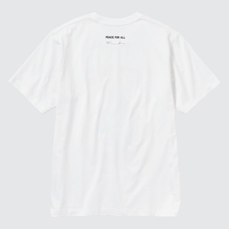 Women Uniqlo PEACE FOR ALL Short-Sleeve Graphic Francesco Risso T Shirts White | 781835