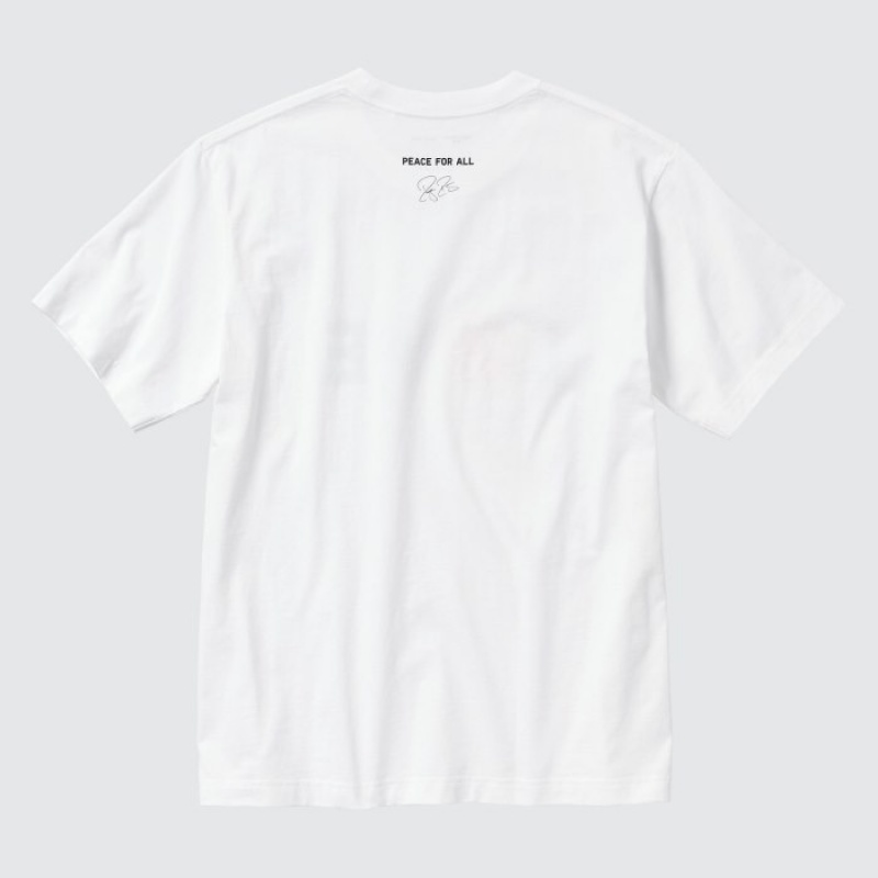 Women Uniqlo PEACE FOR ALL Short-Sleeve Graphic Roger Federer T Shirts White | 8537371