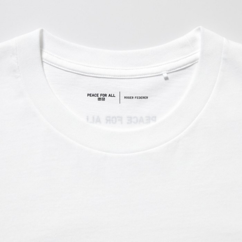 Women Uniqlo PEACE FOR ALL Short-Sleeve Graphic Roger Federer T Shirts White | 8537371