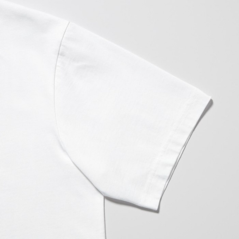 Women Uniqlo PEACE FOR ALL Short-Sleeve Graphic Roger Federer T Shirts White | 8537371