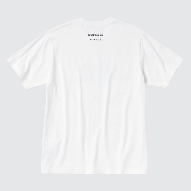 Women Uniqlo PEACE FOR ALL Short-Sleeve Graphic Kaws T Shirts White | 2467945