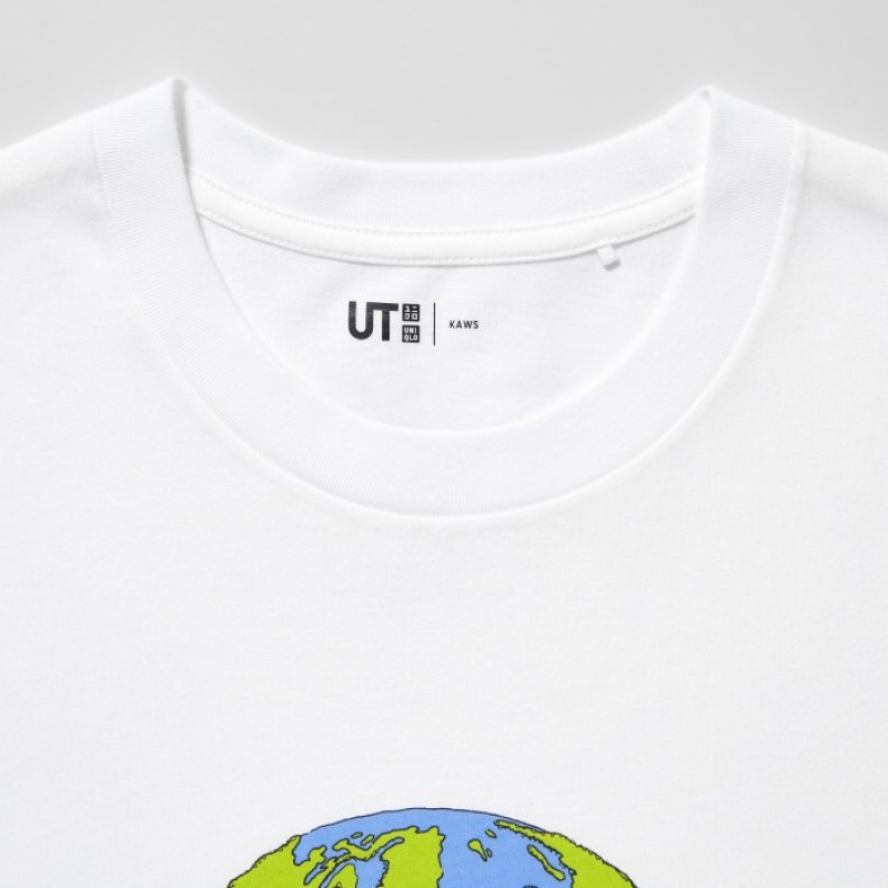 Women Uniqlo PEACE FOR ALL Short-Sleeve Graphic Kaws T Shirts White | 2467945