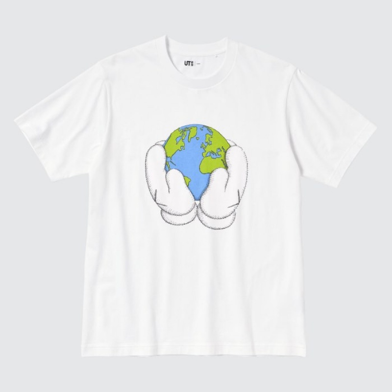Women Uniqlo PEACE FOR ALL Short-Sleeve Graphic Kaws T Shirts White | 2467945