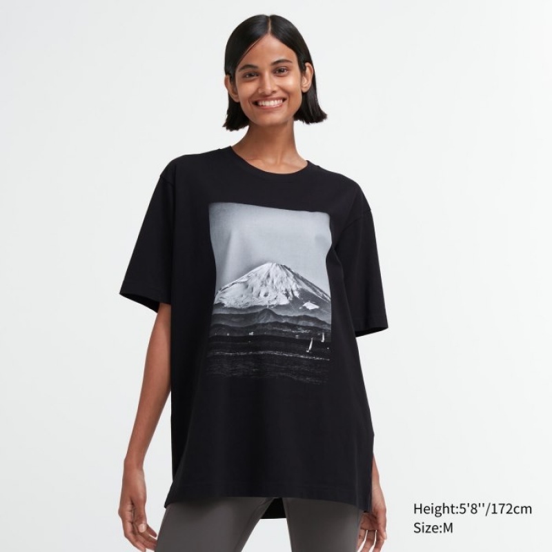 Women Uniqlo PEACE FOR ALL Short-Sleeve Graphic Daido Moriyama T Shirts Black | 204213