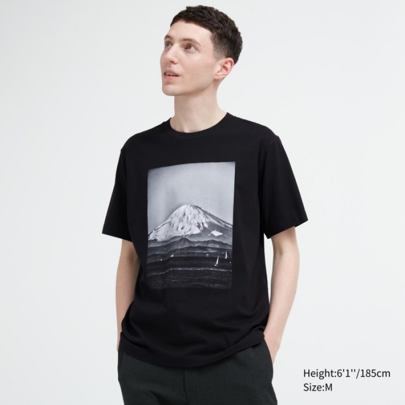 Women Uniqlo PEACE FOR ALL Short-Sleeve Graphic Daido Moriyama T Shirts Black | 204213