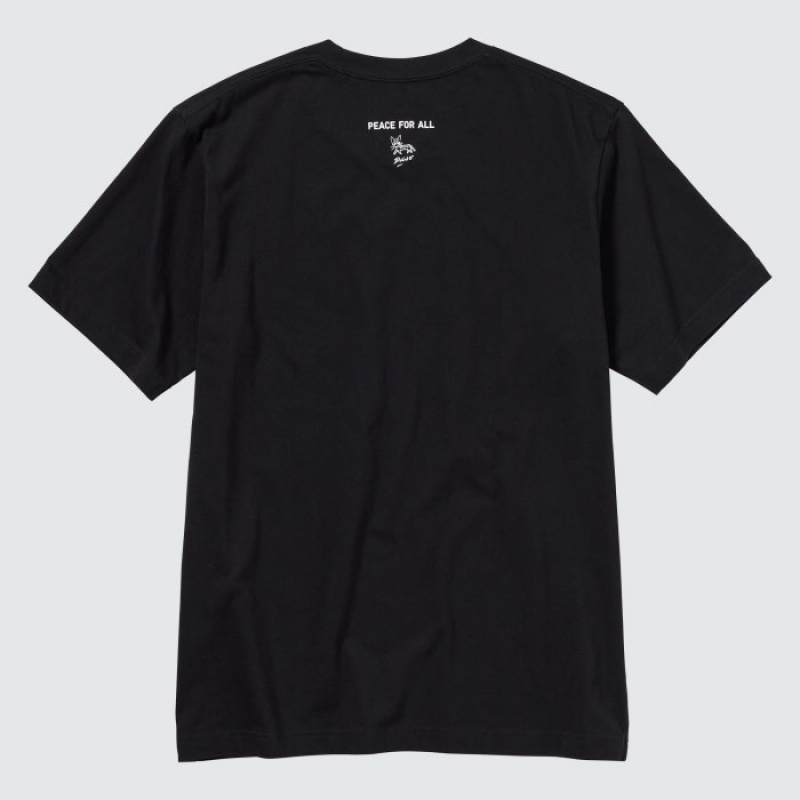 Women Uniqlo PEACE FOR ALL Short-Sleeve Graphic Daido Moriyama T Shirts Black | 204213