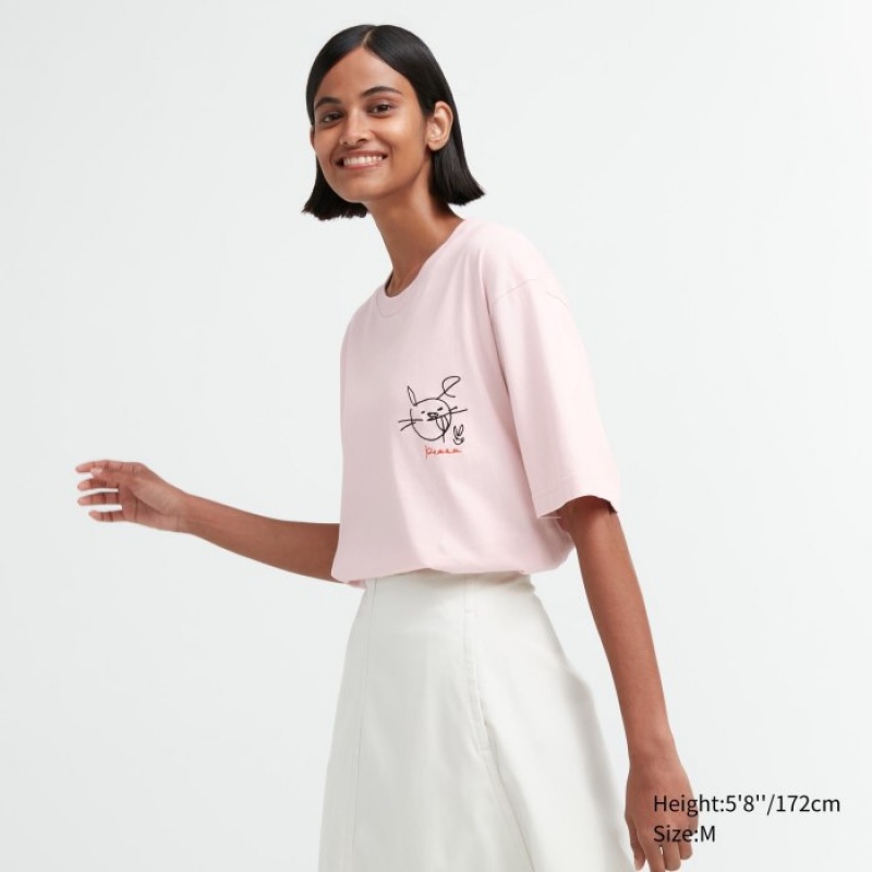 Women Uniqlo PEACE FOR ALL Short-Sleeve Graphic Haruka Ayase T Shirts Pink | 5999