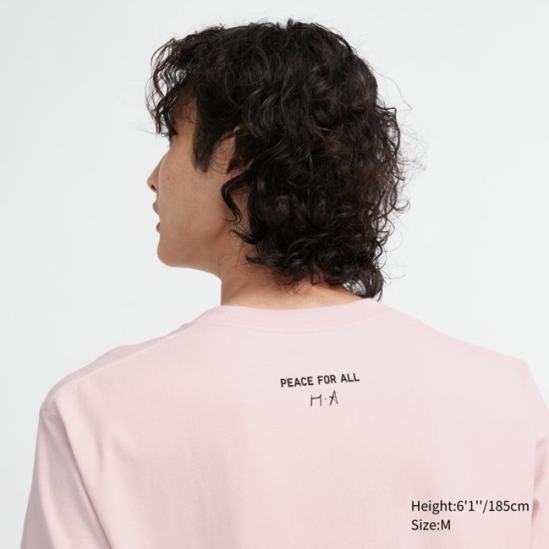 Women Uniqlo PEACE FOR ALL Short-Sleeve Graphic Haruka Ayase T Shirts Pink | 5999