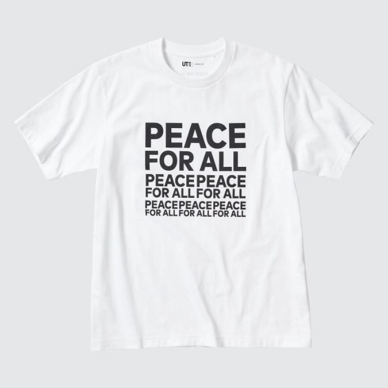 Women Uniqlo PEACE FOR ALL Short-Sleeve Graphic Kashiwa Sato T Shirts White | 7081175