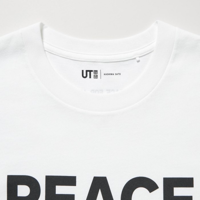 Women Uniqlo PEACE FOR ALL Short-Sleeve Graphic Kashiwa Sato T Shirts White | 7081175